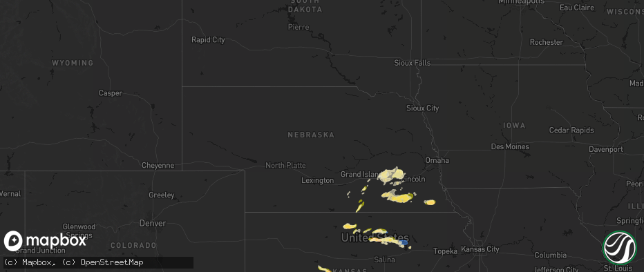 Hail map in Nebraska on April 25, 2026