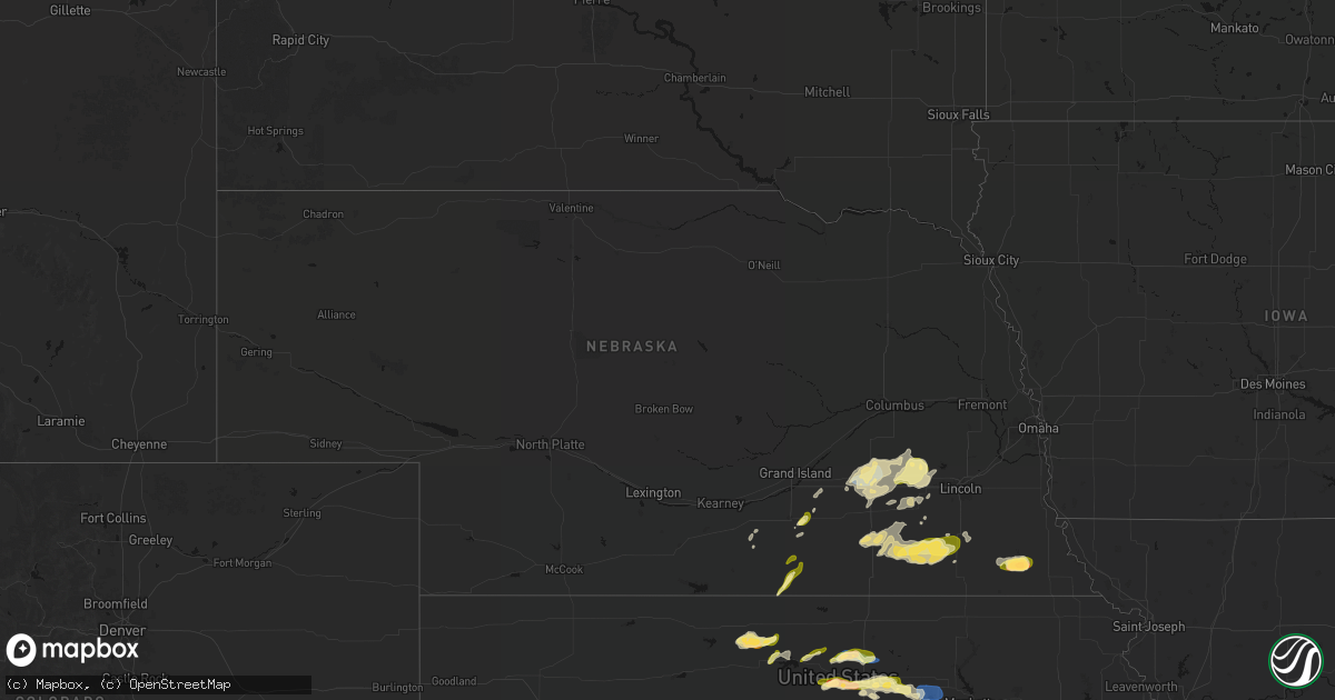 Hail map in Nebraska on April 25, 2026