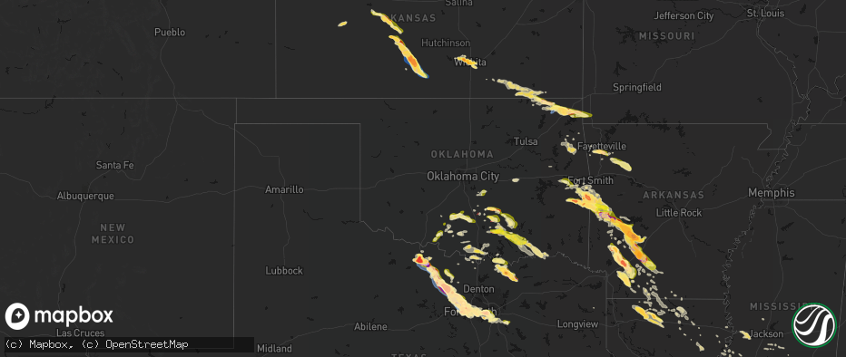Hail map in Oklahoma on April 25, 2026