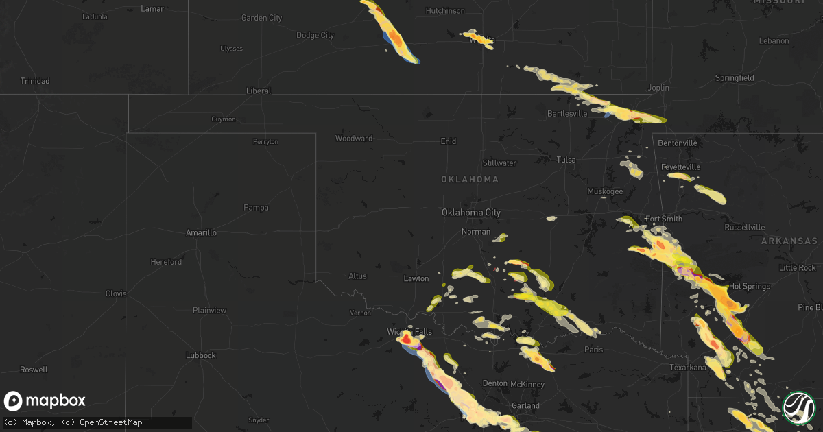 Hail map in Oklahoma on April 25, 2026