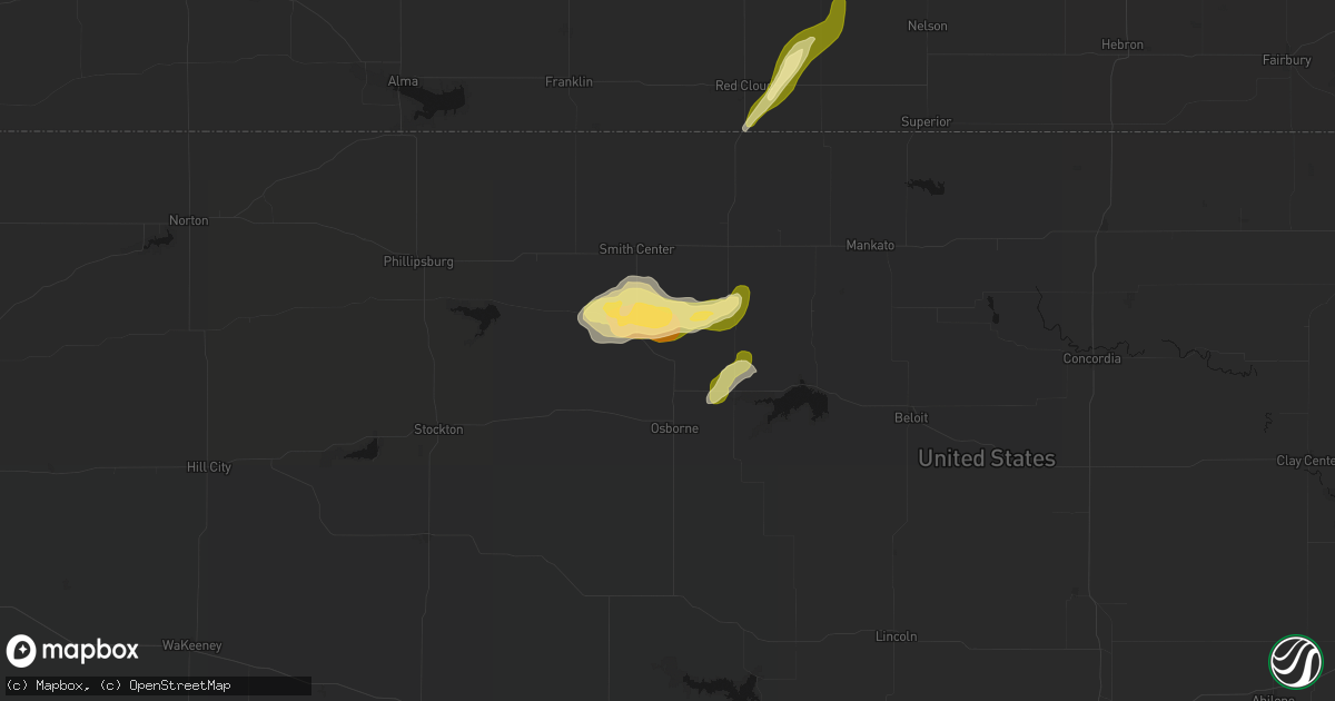 Hail map in Portis, KS on April 25, 2026