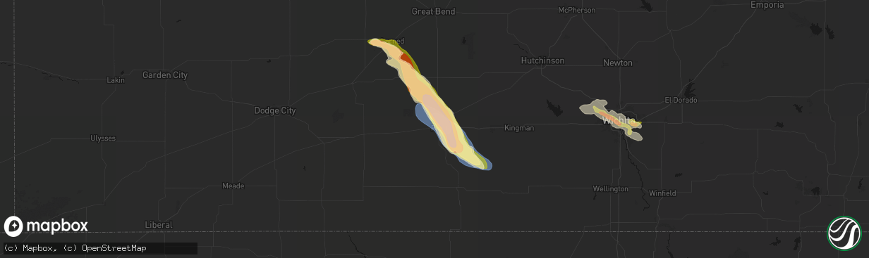 Hail map in Pratt, KS on April 25, 2026