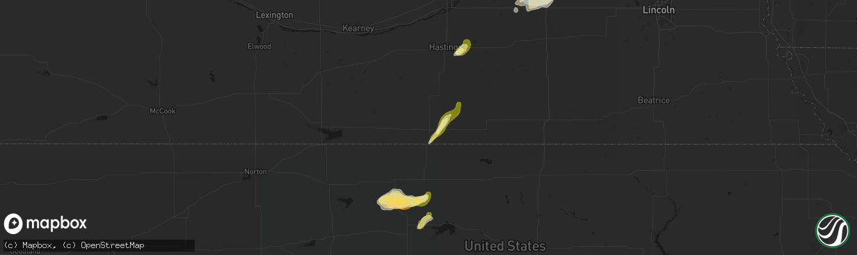 Hail map in Red Cloud, NE on April 25, 2026