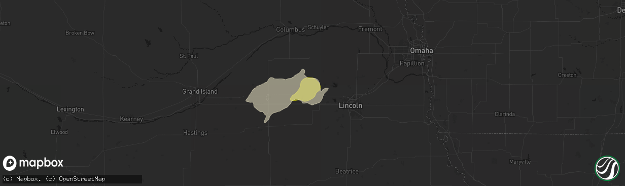 Hail map in Seward, NE on April 25, 2026
