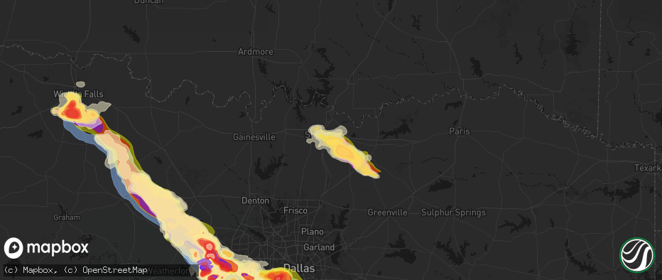 Hail map in Sherman, TX on April 25, 2026