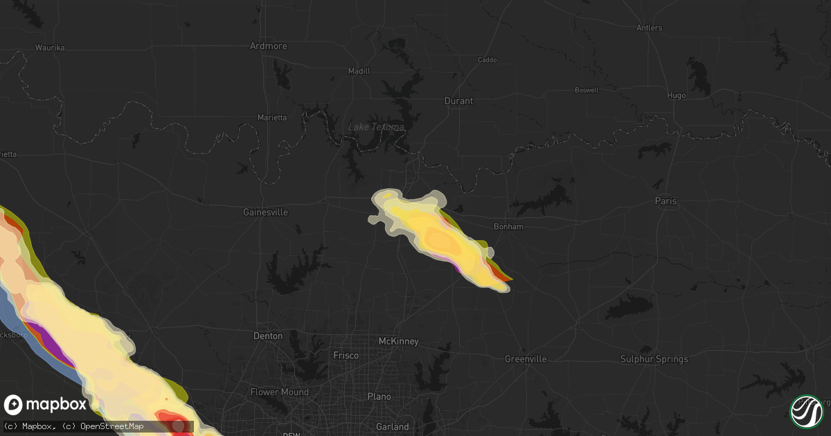 Hail map in Sherman, TX on April 25, 2026