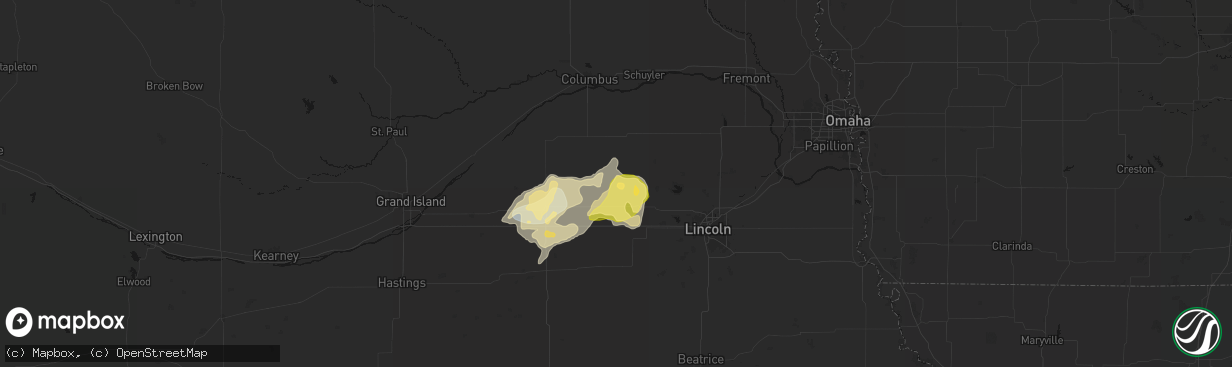 Hail map in Staplehurst, NE on April 25, 2026