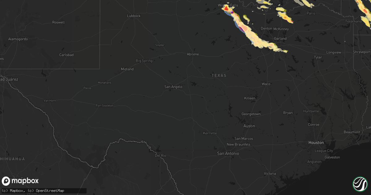 Hail map in Texas on April 25, 2026