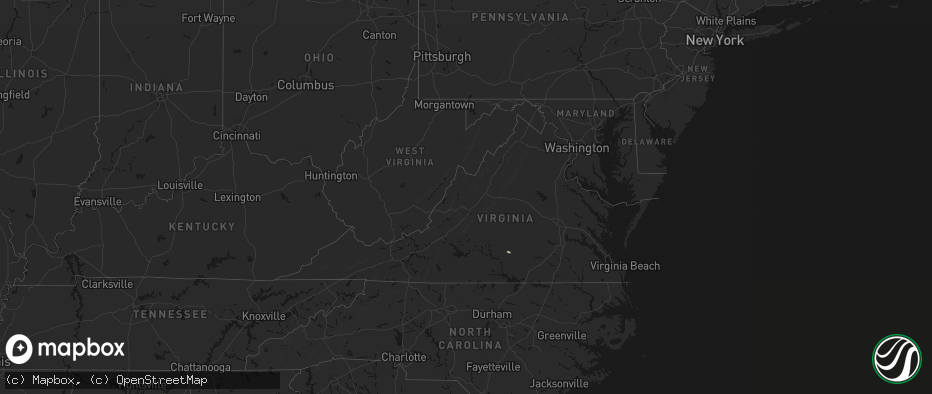 Hail map in Virginia on April 25, 2026