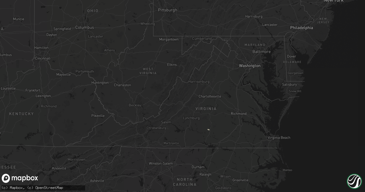 Hail map in Virginia on April 25, 2026