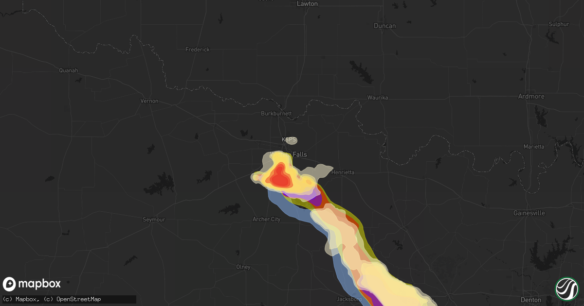 Hail map in Wichita Falls, TX on April 25, 2026