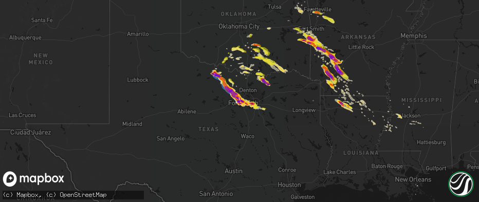 Hail map on April 25, 2026