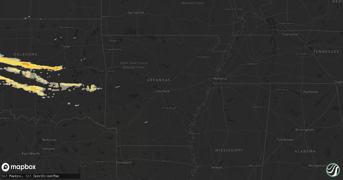 Hail map in Arkansas on April 26, 2013