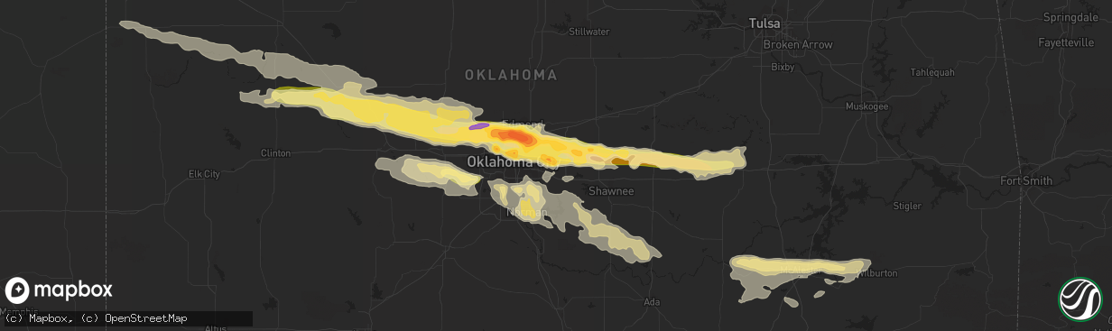 Hail map in Choctaw, OK on April 26, 2013