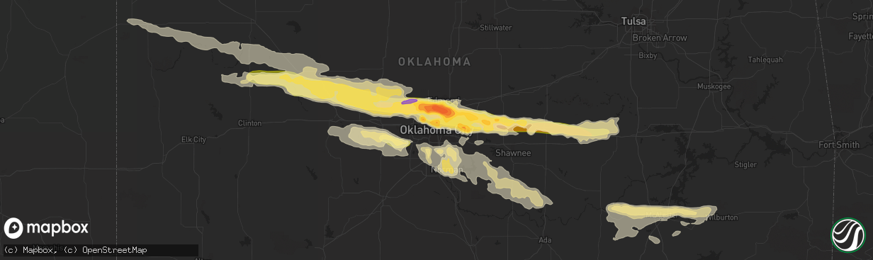 Hail map in Oklahoma City, OK on April 26, 2013