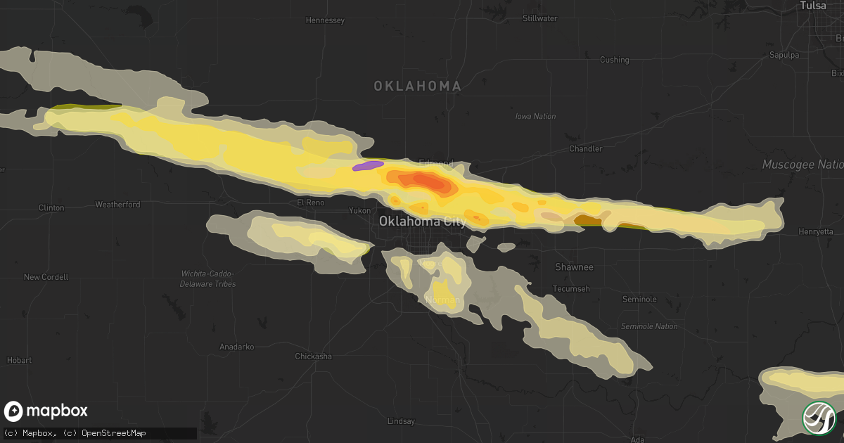 Hail map in Oklahoma City, OK on April 26, 2013