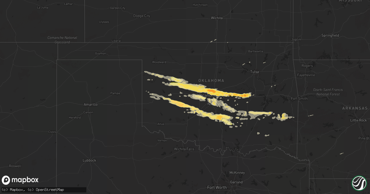 Hail map in Oklahoma on April 26, 2013