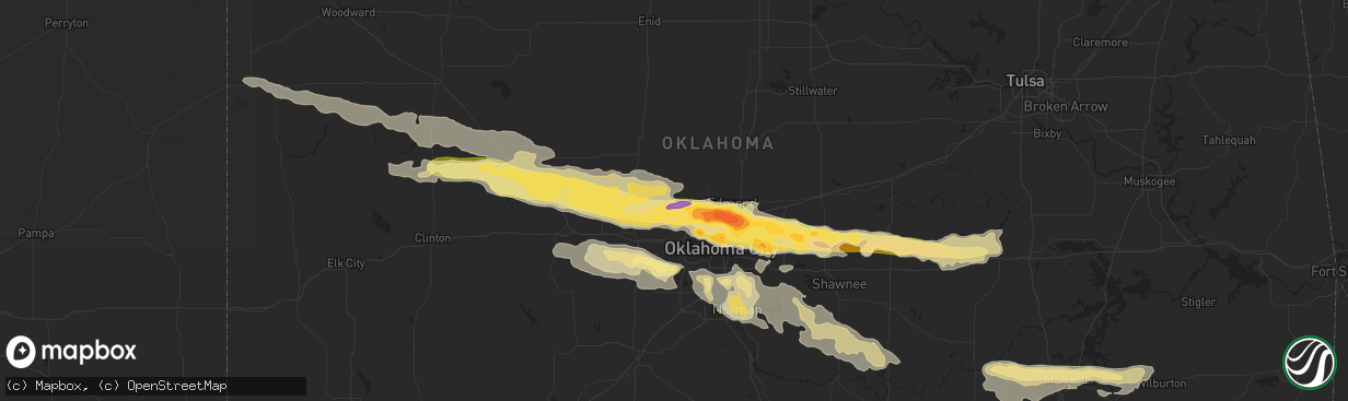 Hail map in Piedmont, OK on April 26, 2013