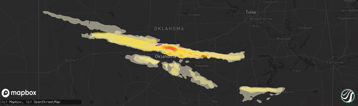 Hail map in Spencer, OK on April 26, 2013