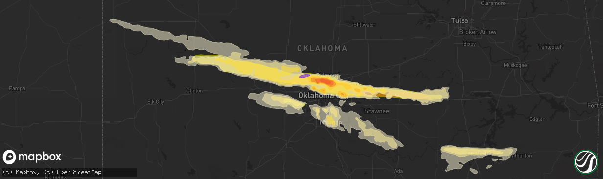 Hail map in Yukon, OK on April 26, 2013