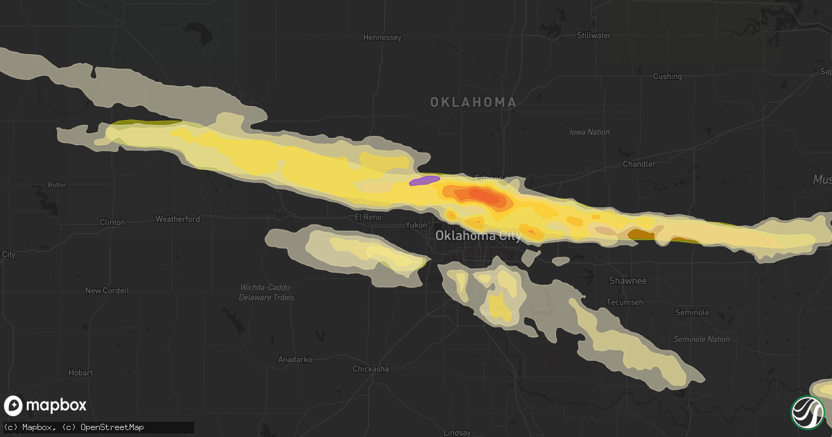 Hail map in Yukon, OK on April 26, 2013