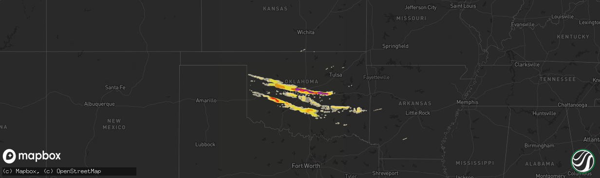 Hail map on April 26, 2013