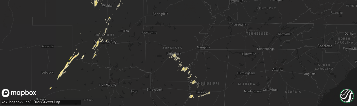 Hail map in Arkansas on April 26, 2014