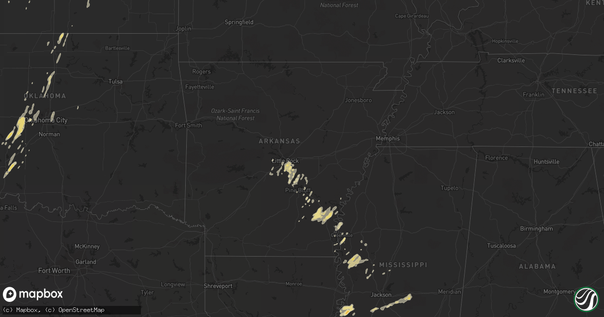 Hail map in Arkansas on April 26, 2014