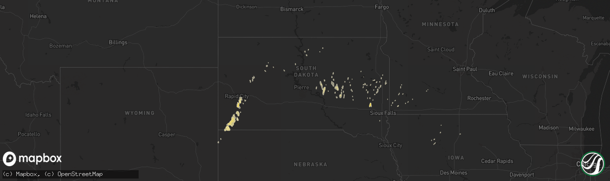 Hail map in South Dakota on April 26, 2014