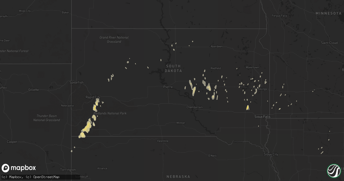 Hail map in South Dakota on April 26, 2014
