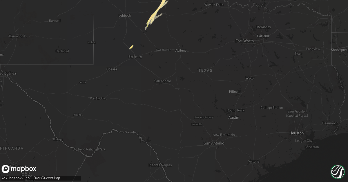 Hail map in Texas on April 26, 2014