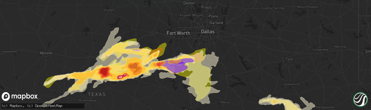 Hail map in Alvarado, TX on April 26, 2015