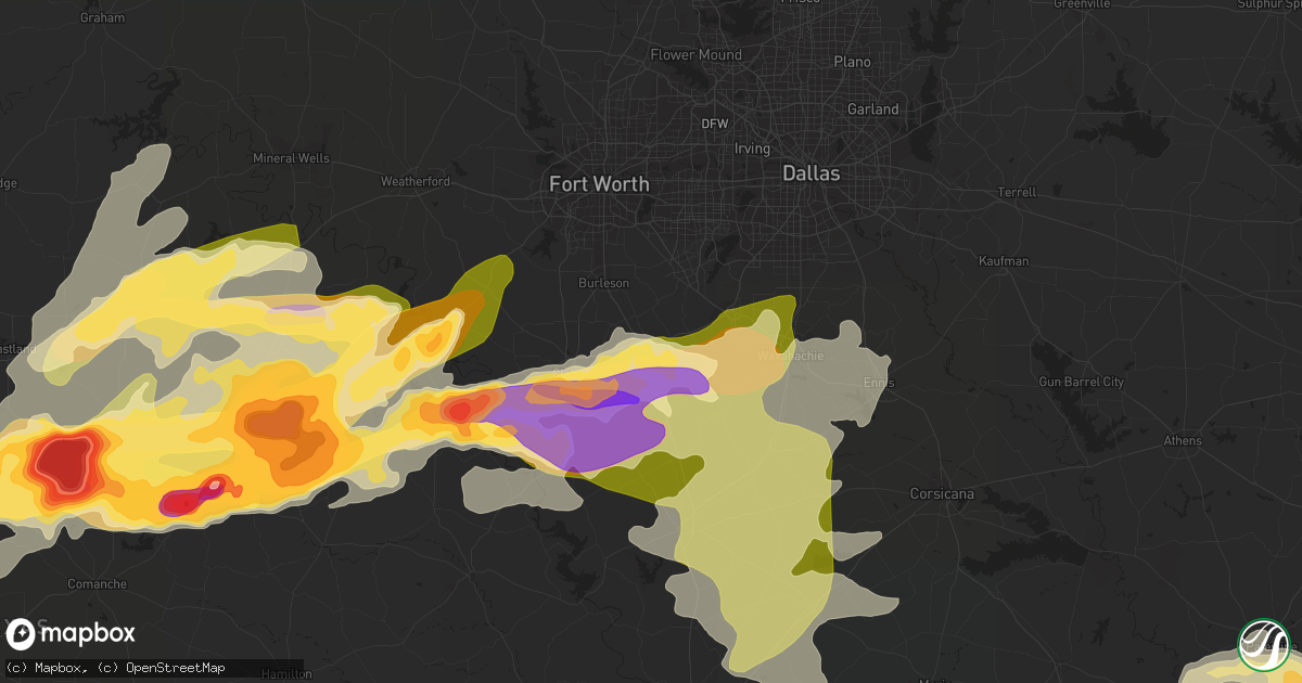 Hail map in Alvarado, TX on April 26, 2015