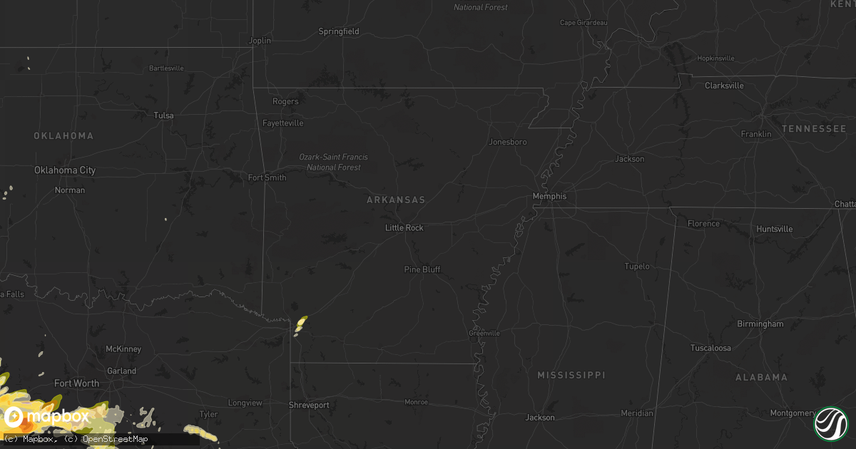 Hail map in Arkansas on April 26, 2015