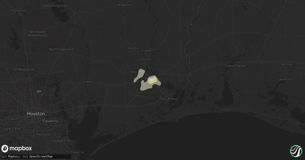 Hail map in Beaumont, TX on April 26, 2015