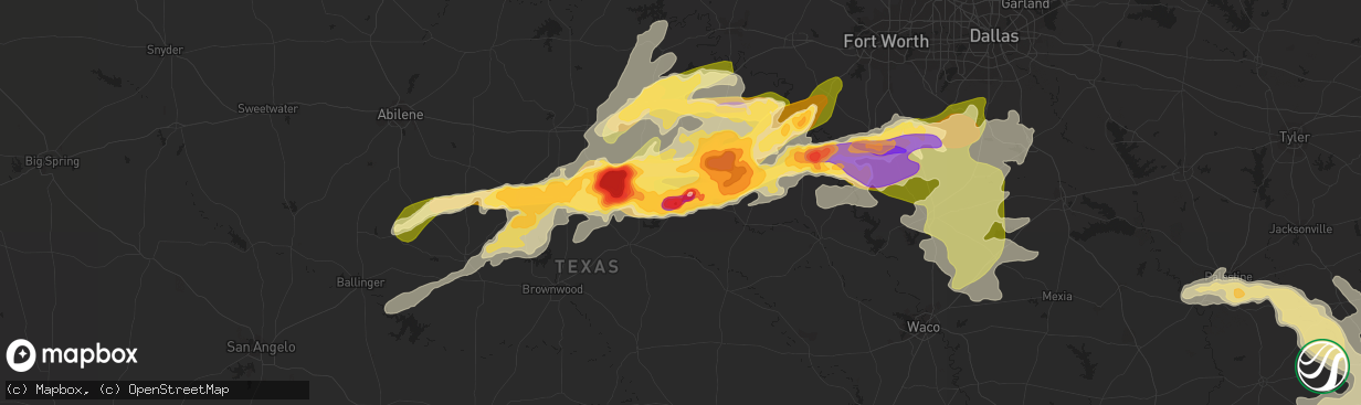 Hail map in Dublin, TX on April 26, 2015