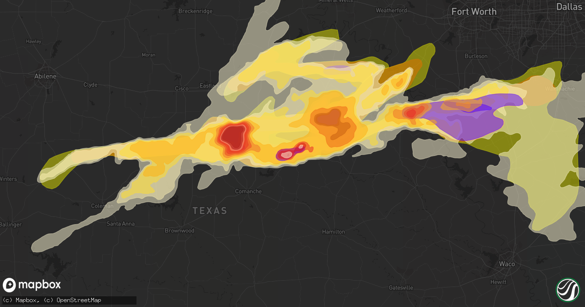 Hail map in Dublin, TX on April 26, 2015