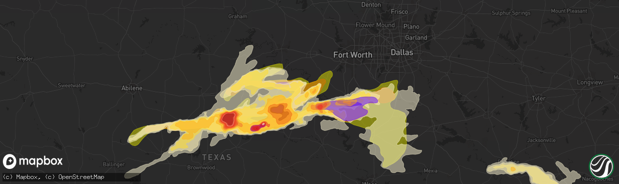 Hail map in Granbury, TX on April 26, 2015