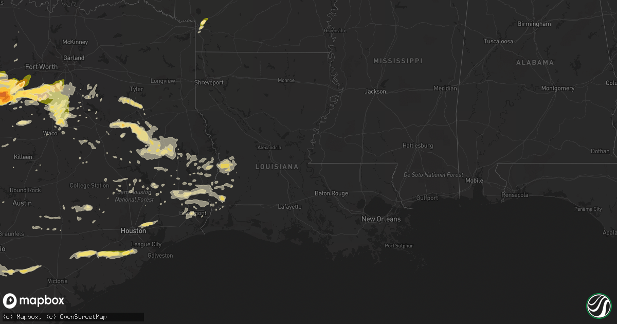 Hail map in Louisiana on April 26, 2015