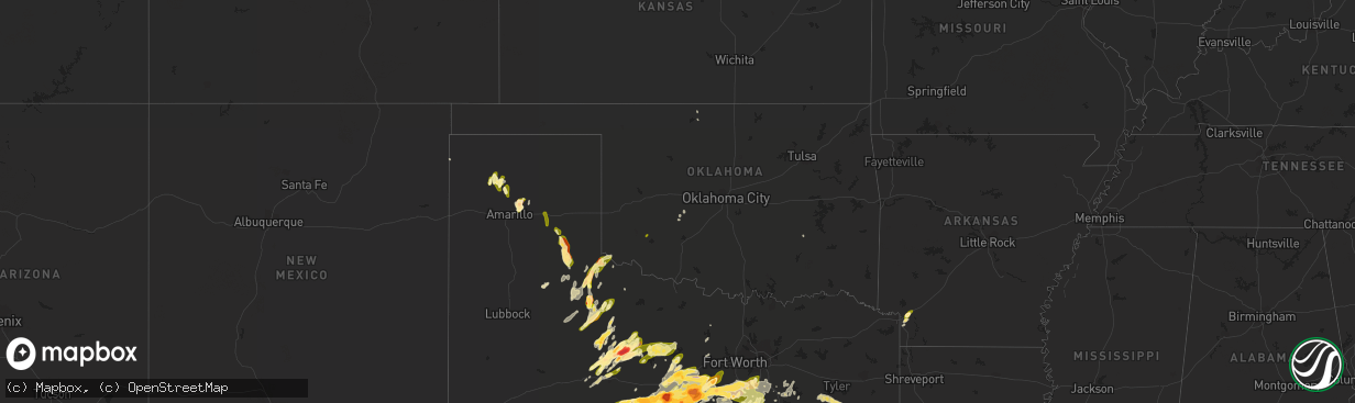 Hail map in Oklahoma on April 26, 2015