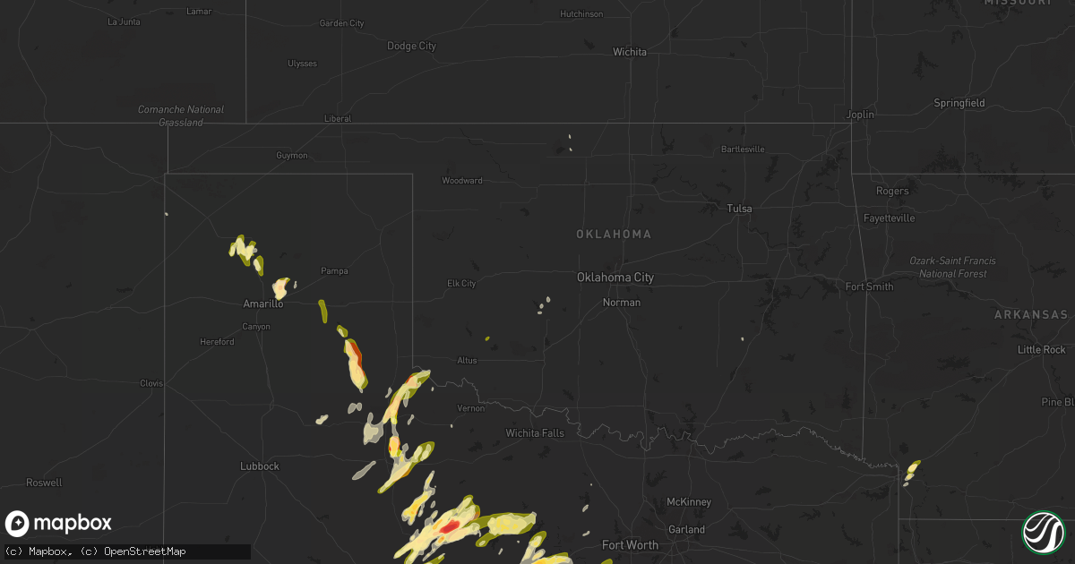 Hail map in Oklahoma on April 26, 2015