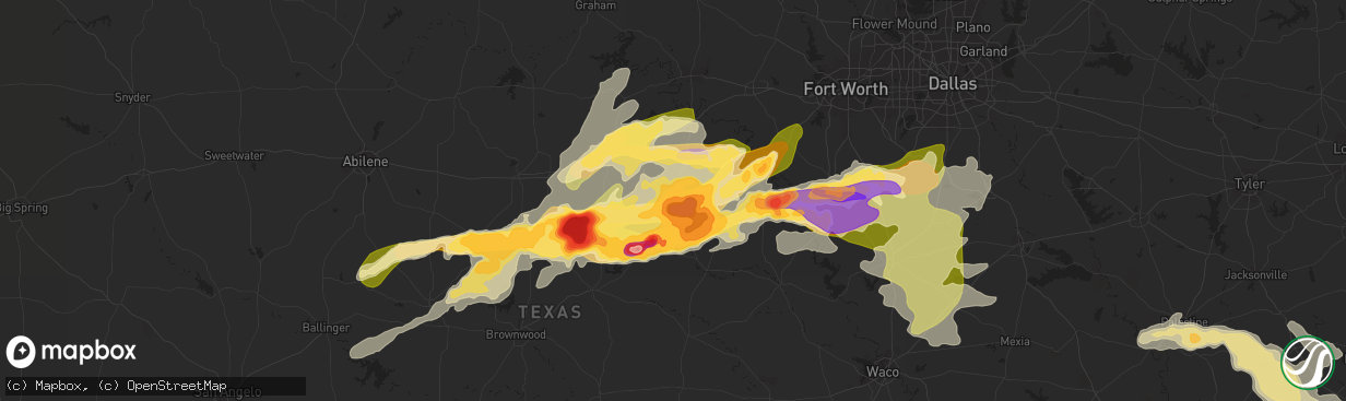 Hail map in Stephenville, TX on April 26, 2015