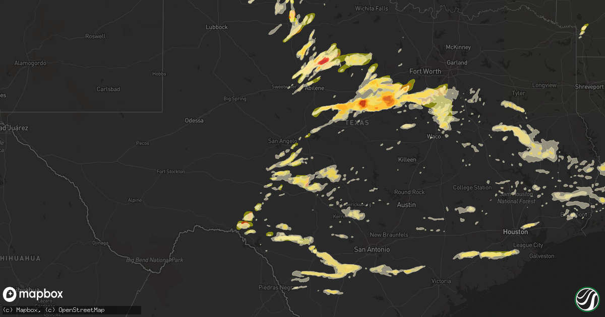 Hail map in Texas on April 26, 2015