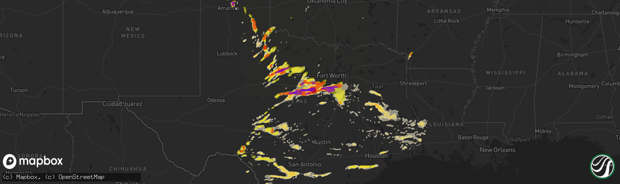 Hail map on April 26, 2015