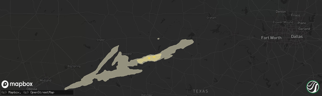 Hail map in Abilene, TX on April 26, 2016