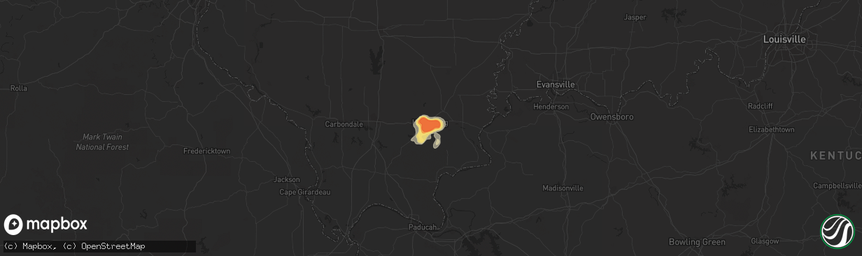 Hail map in Harrisburg, IL on April 26, 2016