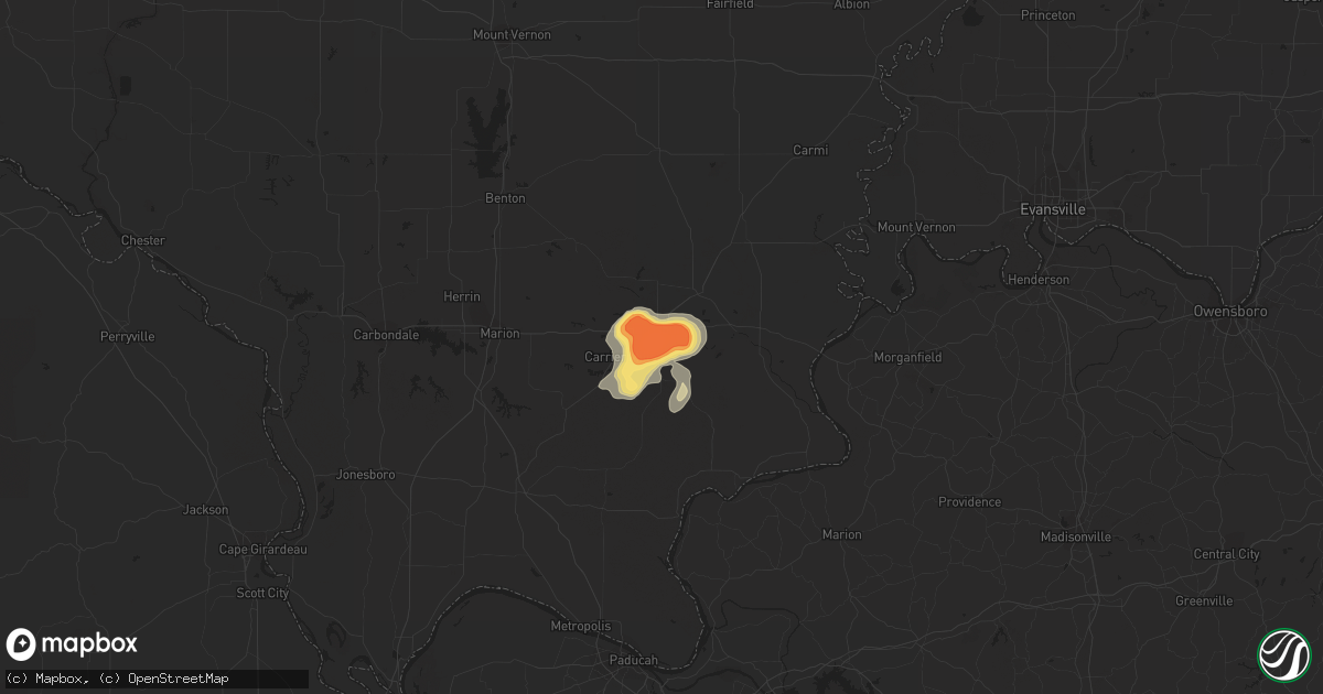Hail map in Harrisburg, IL on April 26, 2016