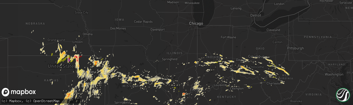 Hail map in Illinois on April 26, 2016