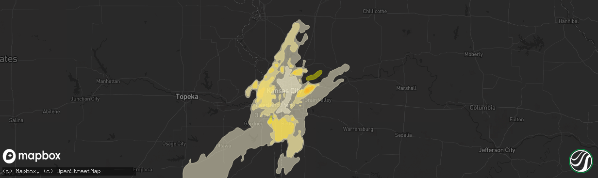 Hail map in Independence, MO on April 26, 2016