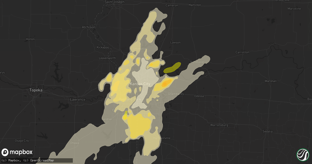 Hail map in Independence, MO on April 26, 2016
